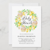 水の色レモンとカップケーキリースベビーシャワー 招待状 (正面)