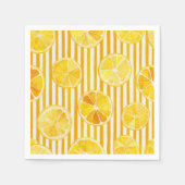 水の色レモンとストライプ スタンダードカクテルナプキン (正面)