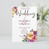 水の色レモンとマゼンダ結婚フローラのinvita 招待状 (スタンド正面)