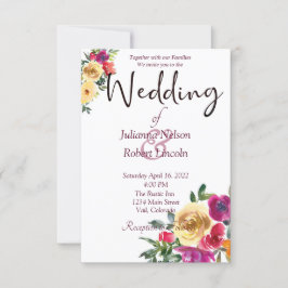 水の色レモンとマゼンダ結婚フローラのinvita 招待状