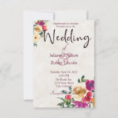 水の色レモンとマゼンダ結婚フローラのinvita 招待状 (正面)