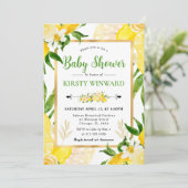 水の色レモンと花ベビーシャワー 招待状 (スタンド正面)