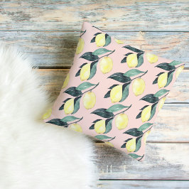 水の色レモンと葉黄色のシームレスパターン アウトドアクッション