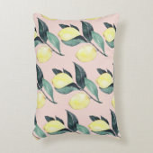 水の色レモンと葉黄色のシームレスパターン アクセントクッション (正面(垂直))