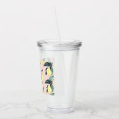 水の色レモンと葉黄色のシームレスパターン アクリルタンブラー (左)