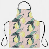 水の色レモンと葉黄色のシームレスパターン エプロン (正面)