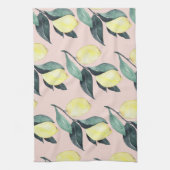 水の色レモンと葉黄色のシームレスパターン キッチンタオル (縦)