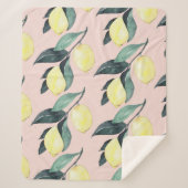 水の色レモンと葉黄色のシームレスパターン シェルパブランケット (正面)