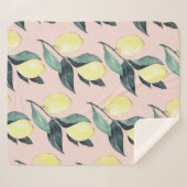 水の色レモンと葉黄色のシームレスパターン シェルパブランケット (正面(横))