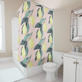 水の色レモンと葉黄色のシームレスパターン シャワーカーテン (インサイチュ)