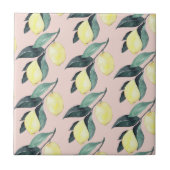 水の色レモンと葉黄色のシームレスパターン タイル (正面)