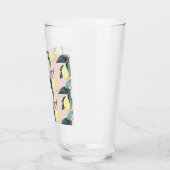 水の色レモンと葉黄色のシームレスパターン タンブラーグラス (左)