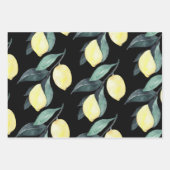 水の色レモンと葉黄色のシームレスパターン ラッピングペーパーシート (正面3)