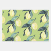 水の色レモンと葉黄色のシームレスパターン ラッピングペーパーシート (正面2)