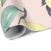 水の色レモンと葉黄色のシームレスパターン ラッピングペーパー (ロールコーナー)