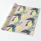 水の色レモンと葉黄色のシームレスパターン ラッピングペーパー (アンロールド)