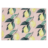 水の色レモンと葉黄色のシームレスパターン ラージペーパーバッグ (裏面)