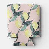 水の色レモンと葉黄色のシームレスパターン 缶クーラー (裏面)