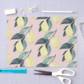 水の色レモンと葉黄色のシームレスパターン 薄葉紙 (クラフト)