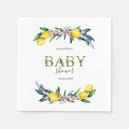 水の色レモンのオリーブ赤ちゃんシャワー スタンダードカクテルナプキン