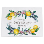 水の色レモンのオリーブ赤ちゃんシャワー ラージペーパーバッグ (正面)