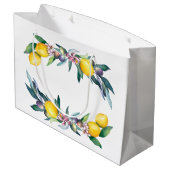 水の色レモンのオリーブ赤ちゃんシャワー ラージペーパーバッグ (裏面アングル)