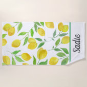 水の色レモンのパタパーソナライズされたーン ビーチタオル (正面)