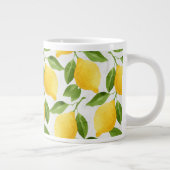 水の色レモンのパターン ジャンボコーヒーマグカップ (右)