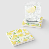 水の色レモンのパターン ストーンコースター (横)