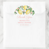 水の色レモンのピンクの赤ちゃん女の子シャワーありがとう ラウンドシール (バッグ)