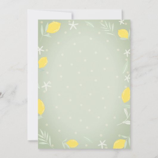 水の色レモンのフレームブランチ&バブリー 招待状 (裏面)