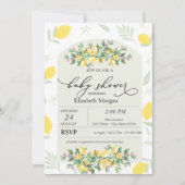 水の色レモンのフレーム赤ちゃんシャワー 招待状 (正面)