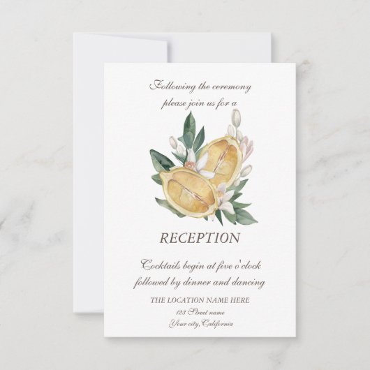 水の色レモンの植物のドット結婚ズ 招待状 (正面)