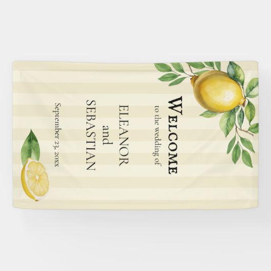 水の色レモンイエローシトラス結婚の歓迎 横断幕 (横)