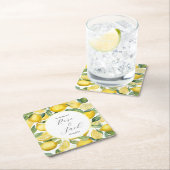 水の色レモンガーデンホワイト結婚ズ スクエアペーパーコースター (インサイチュ)