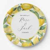 水の色レモンガーデンホワイト結婚ズ ペーパープレート (正面)