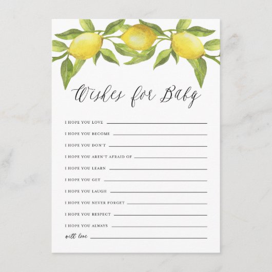 水の色レモングリーンリースの願いベビー エンクロージャーカード (正面)