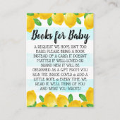 水の色レモンツリー赤ちゃんシャワーブックリクエスト エンクロージャーカード (正面)