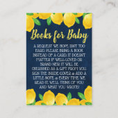 水の色レモンツリー赤ちゃんシャワーブックリクエスト エンクロージャーカード (正面)