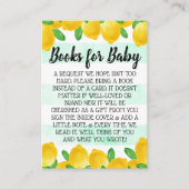 水の色レモンツリー赤ちゃんシャワーブックリクエスト エンクロージャーカード (正面)