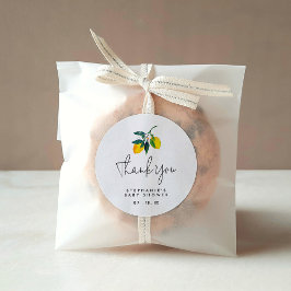 水の色レモンベビーシャワーありがとうステッカー ラウンドシール