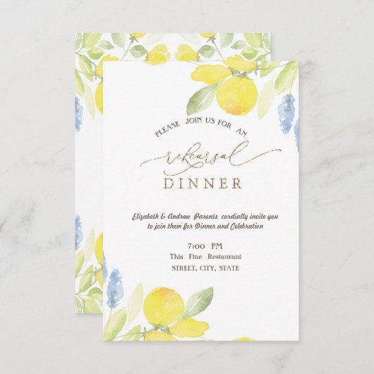 水の色レモンリハーサルディナー 招待状 (正面/裏面)