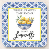 水の色レモンリモンチェッロブルータイル コースター (正面)