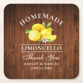 水の色レモンリモンチェロ結婚の木フェイク材 スクエアペーパーコースター (正面)