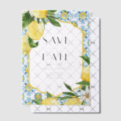 水の色レモン地中海の日付を保存 ベラム紙招待状 (オフセット (招待状))