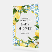 水の色レモン地中海の赤ちゃんシャワー アクリルサイン (傾斜)