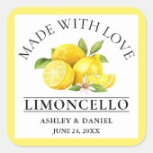 水の色レモン愛ウェディングリモンチェロ黄色 スクエアシール (正面)