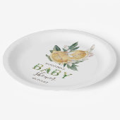 水の色レモン植物性ベビーシャワー ペーパープレート (アングル)