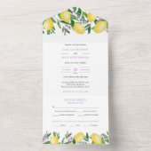 水の色レモン紫の柑橘類結婚の オールインワン招待状 (内側)