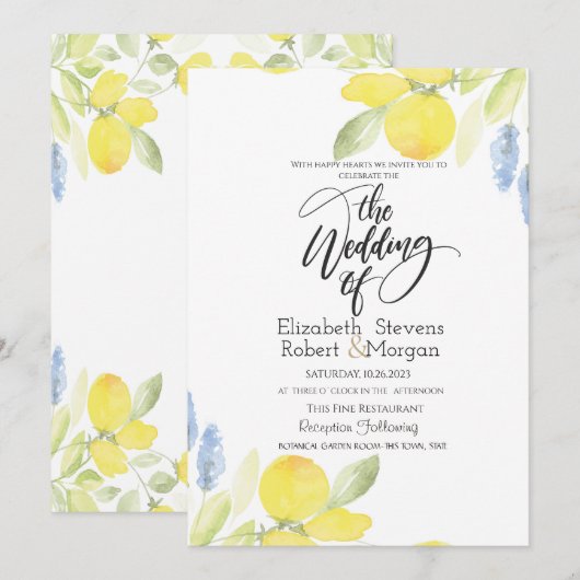 水の色レモン結婚ズ 招待状 (正面/裏面)